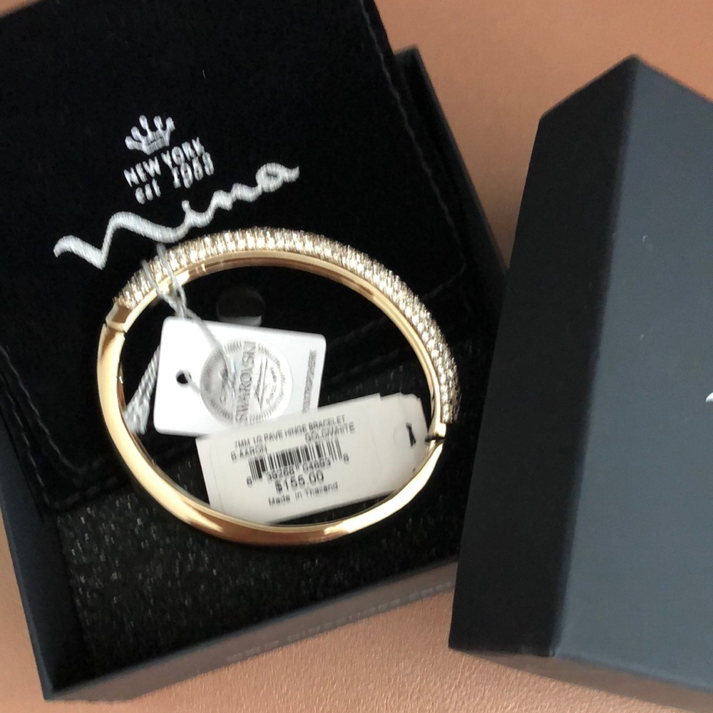 Nina 7MM Goldtone Bracelet - Half Pavé Clear Swarovski Elements Model B-AA…